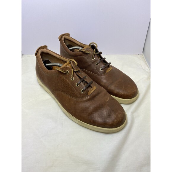 Ecco Brown Leather Casual Lace Up Oxford Sneakers Shoes Men\'s 47  13-13.5 main image 4